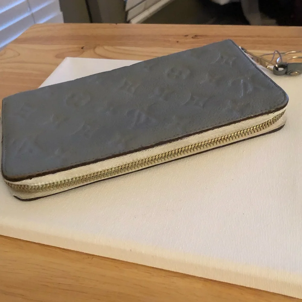 Louis Vuitton Slate Blue Embossed Monogram Zip Wallet